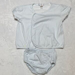 Baby Bliss light blue gingham Pima Cotten diaper set 12/18mo